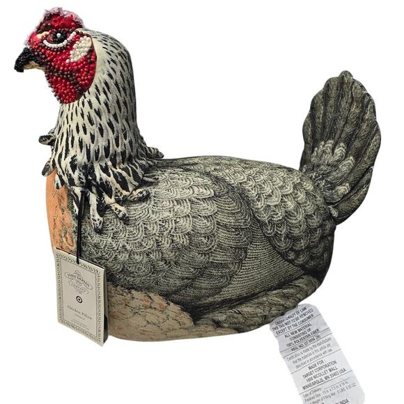 NWT John Derian for Target Chicken Pillow – Beaded Decorative Accent - Picture 1 of 10